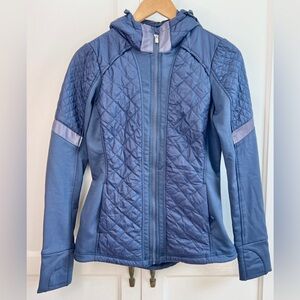 Athleta Rock Springs Quilted Hooded Jacket in Iron Blue